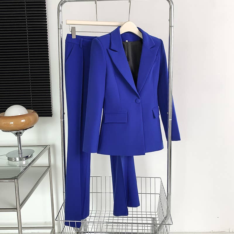 SET082 Autumn Slim Fit One Button Women's Blazer Suit