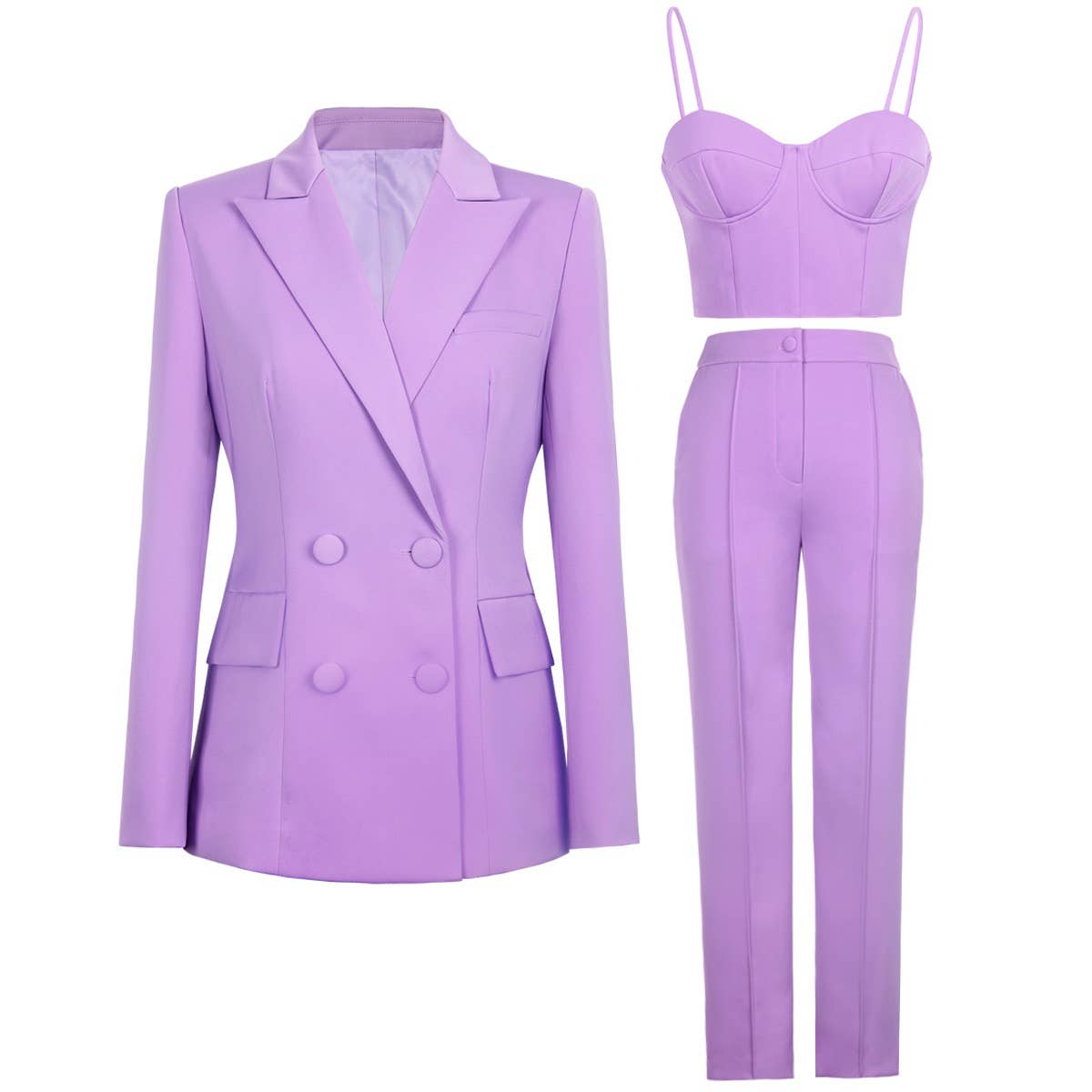 SET062 Elegant Three-Piece Suit for Chic Office Style