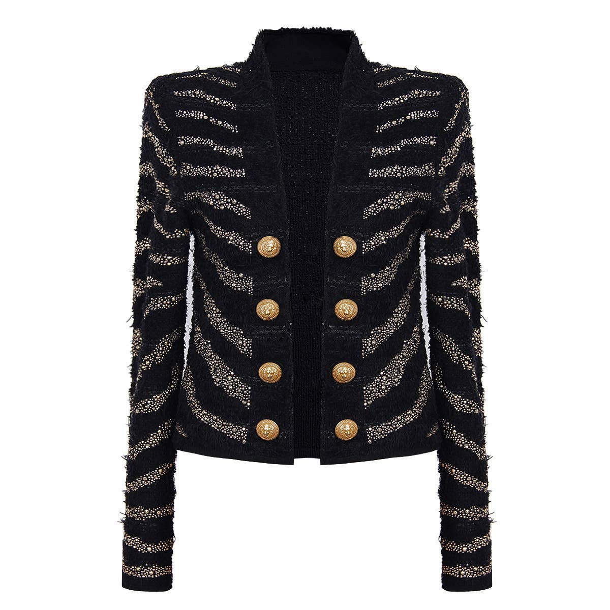 JK020 Women Cardigan Rhinestone Beading Knit Jacket