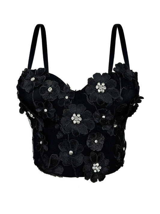 29Y Three-Dimensional Floral Diamond Tube Top with Suspender