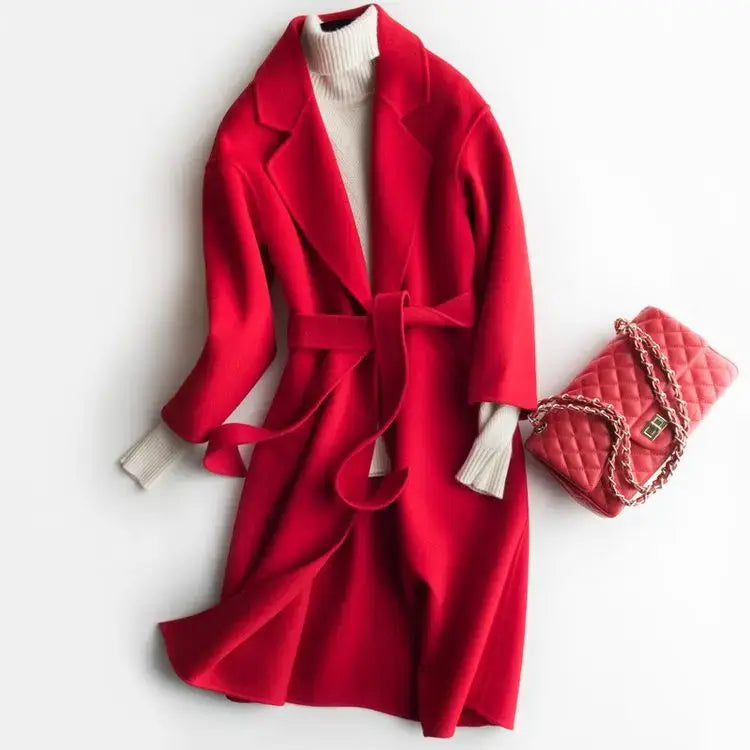 CT001L Women's Double-sided Wool Coat Wool Long Coat