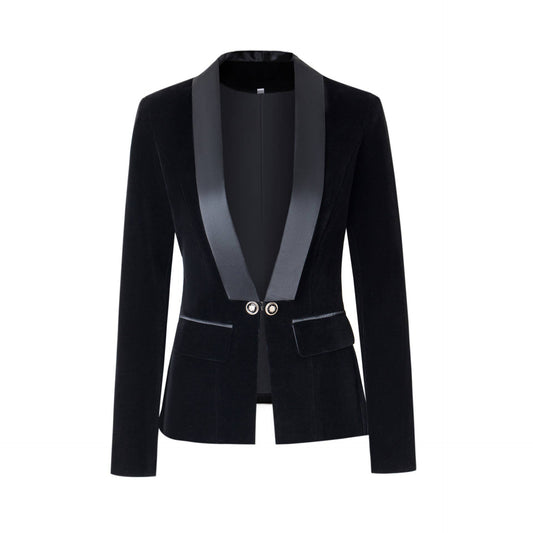 BL032 Women's Elegant Velvet Slim Fit Blazer