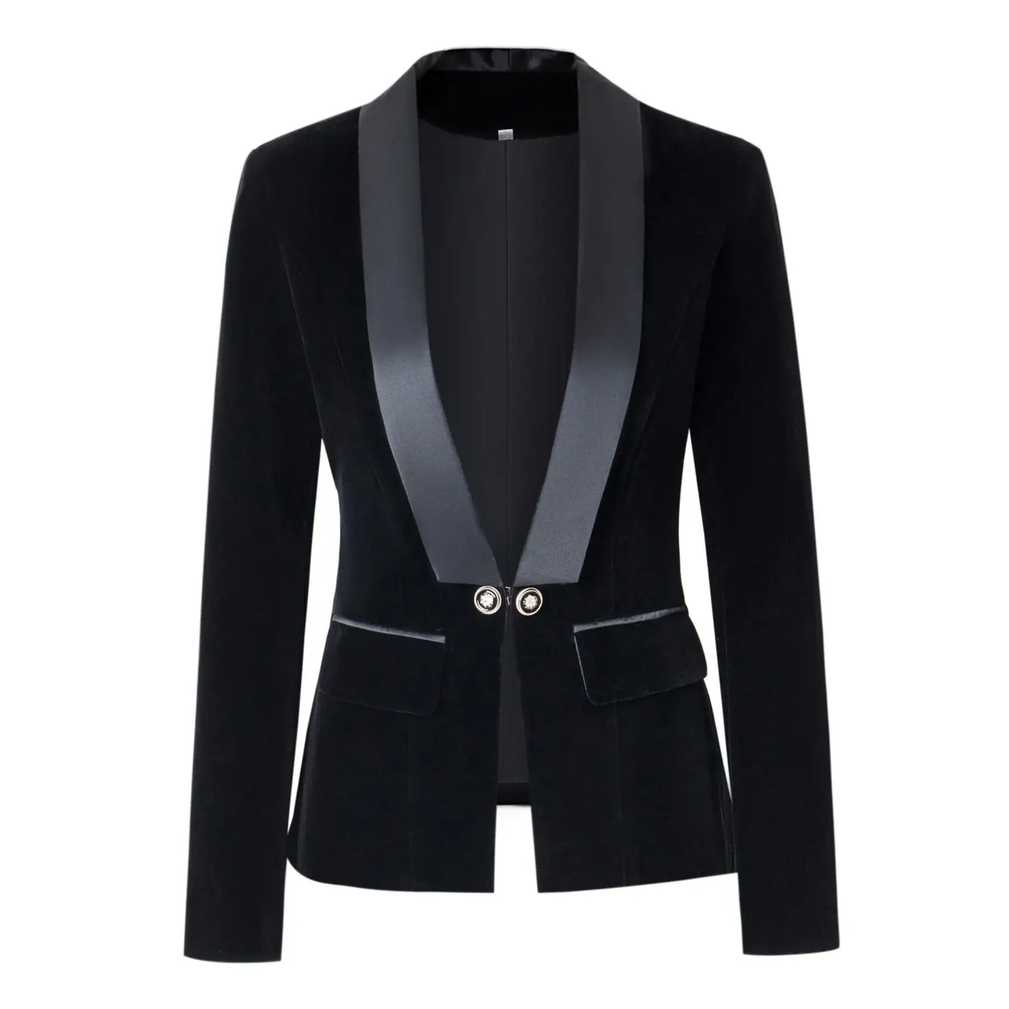 BL032 Velvet Blazer V-neck Suit with Satin Collar Slim Suit