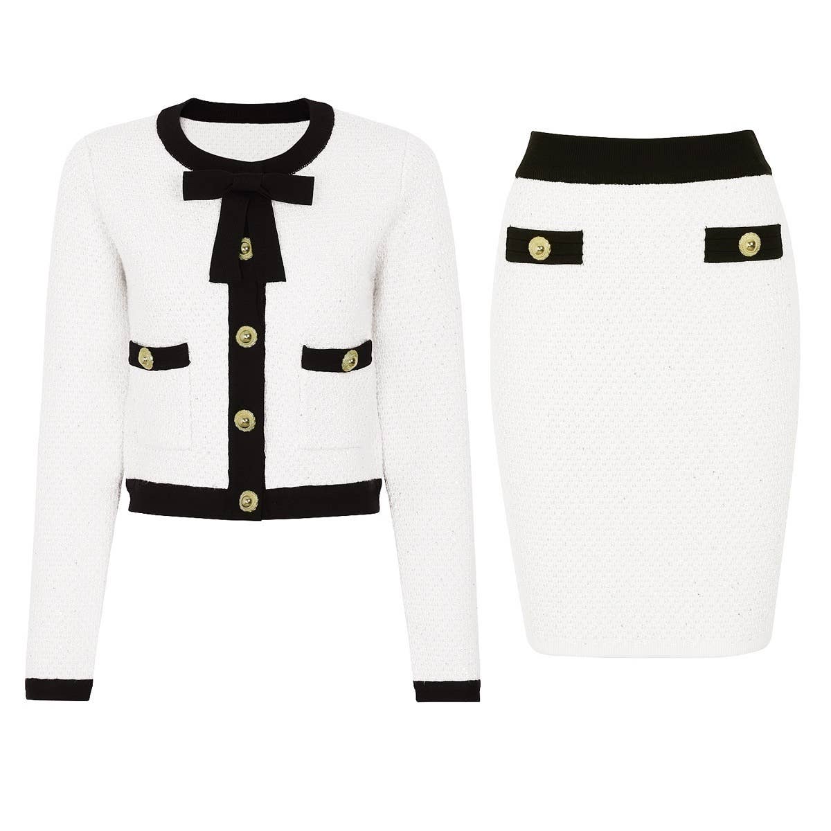 SET260Y 2025 Women¡¯s Festive Knit Cardigan and Skirt Set