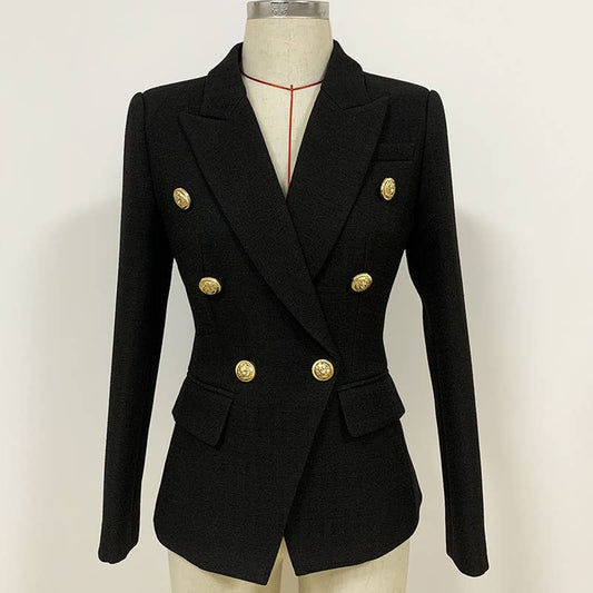 BL0158 Black Double-Breasted Blazer Elegance