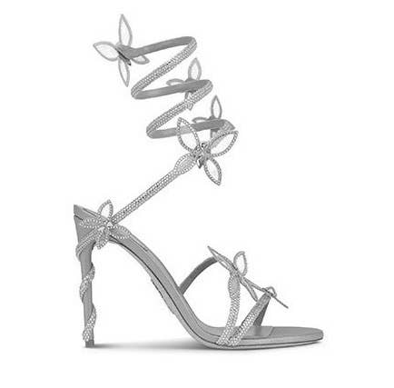 SH015 Rhinestone Bow Snake-Strap Stilettos