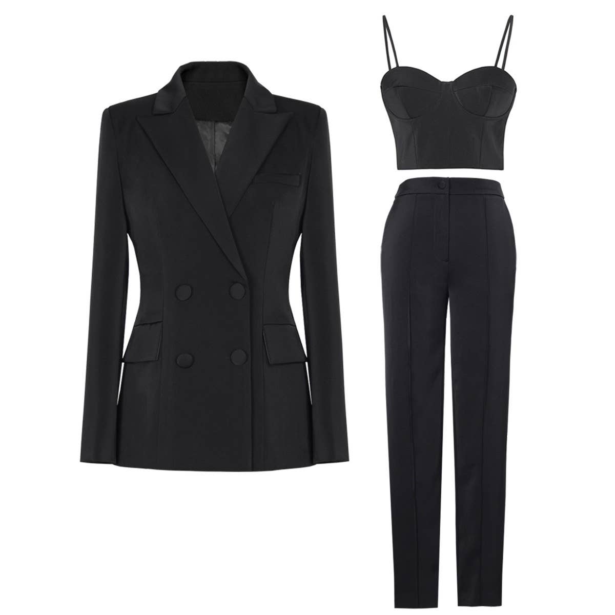 SET062 Elegant Three-Piece Suit for Chic Office Style