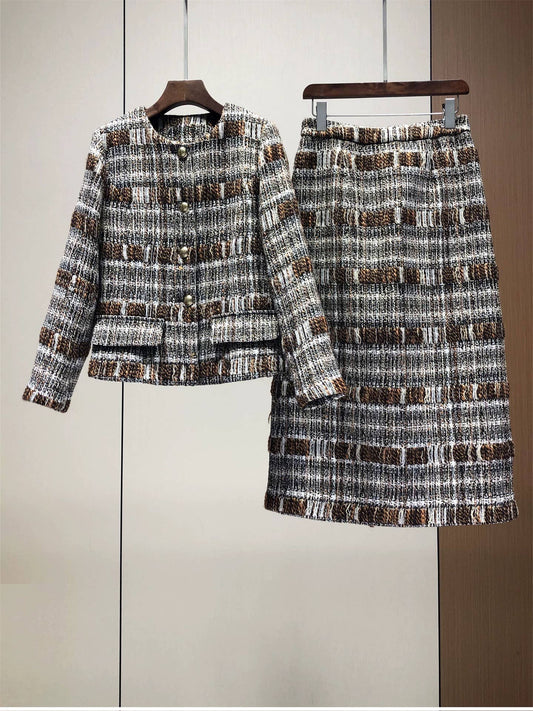 SET278Y Women¡¯s Tweed Wool Jacket & Skirt Two-Piece Set