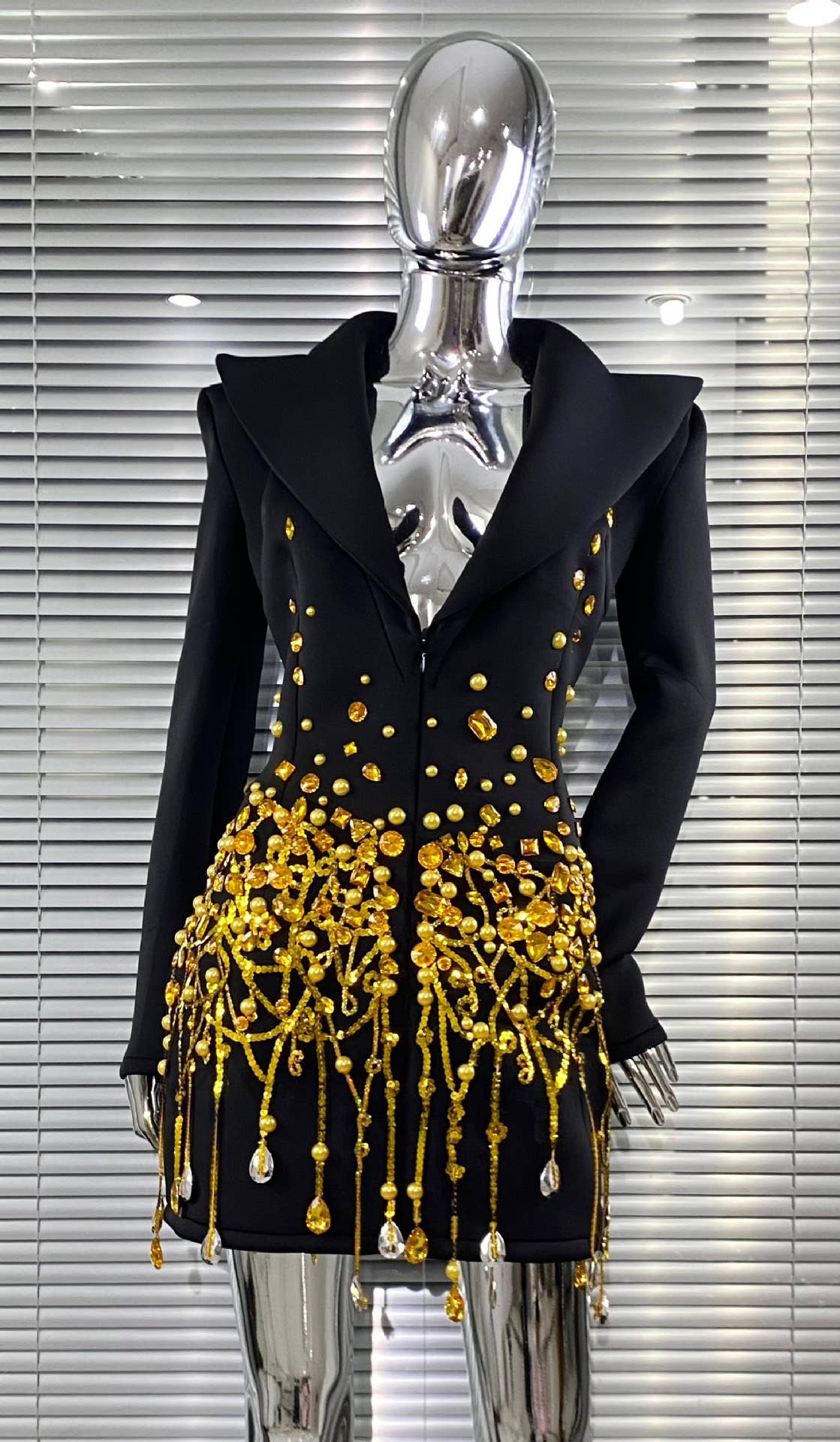 91Y Glam Sequin Pearl Blazer Dress for Party Nights