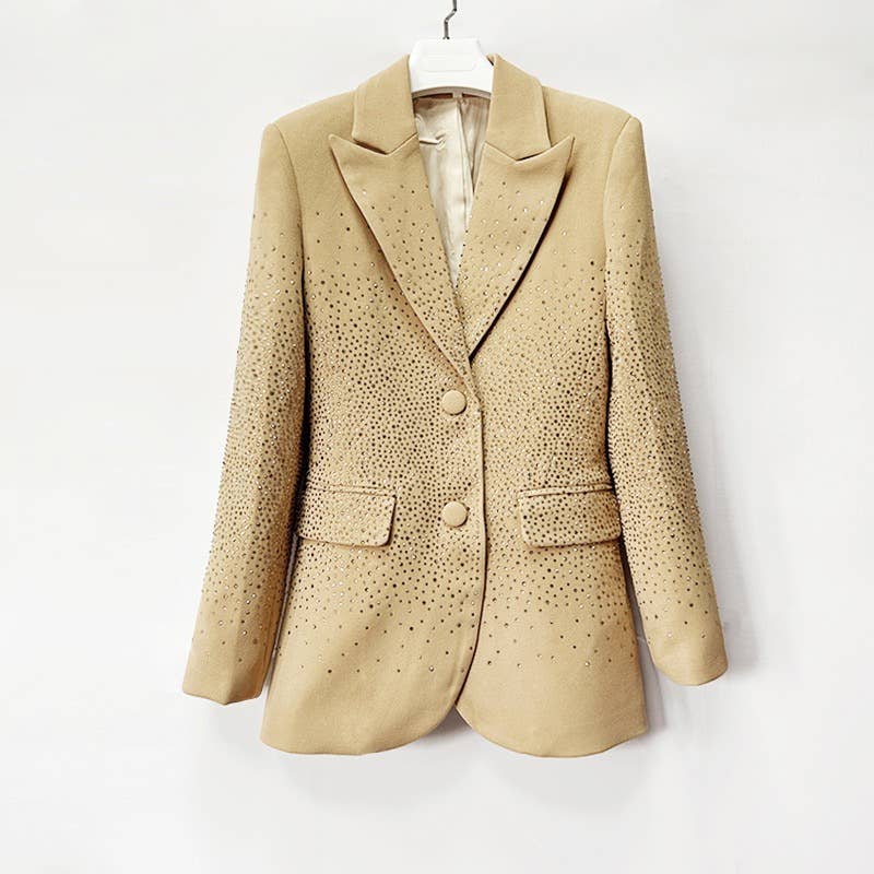 BL9Y Handmade Hot Diamond Slim Blazer with Gradient Sparkle