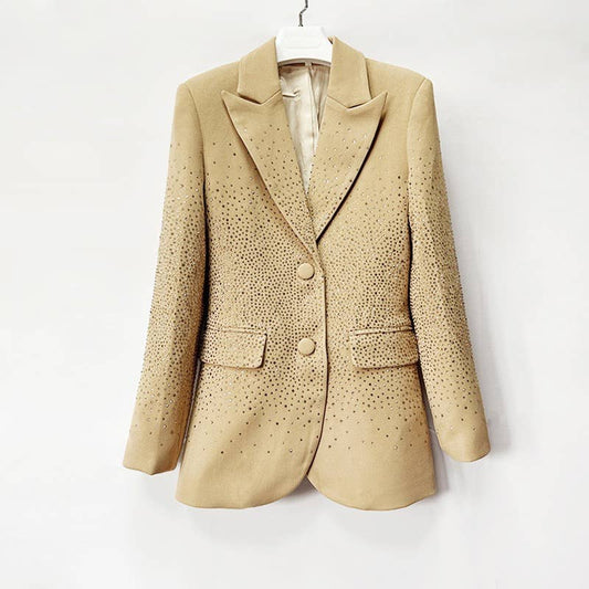 BL9Y Handmade Hot Diamond Slim Blazer with Gradient Sparkle