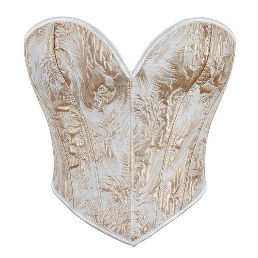 VE14 Strapless Gold Print Corset Top with Shaping Support