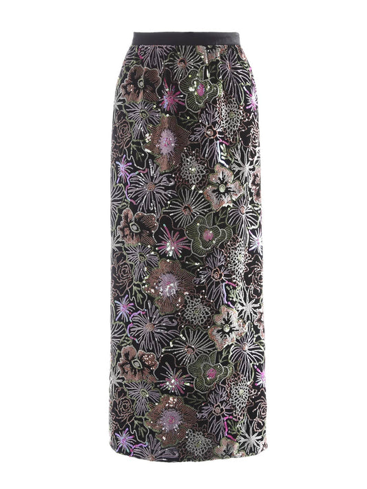 SK93Y 2026 Elegant Velvet Sequin Embroidered Pencil Skirt