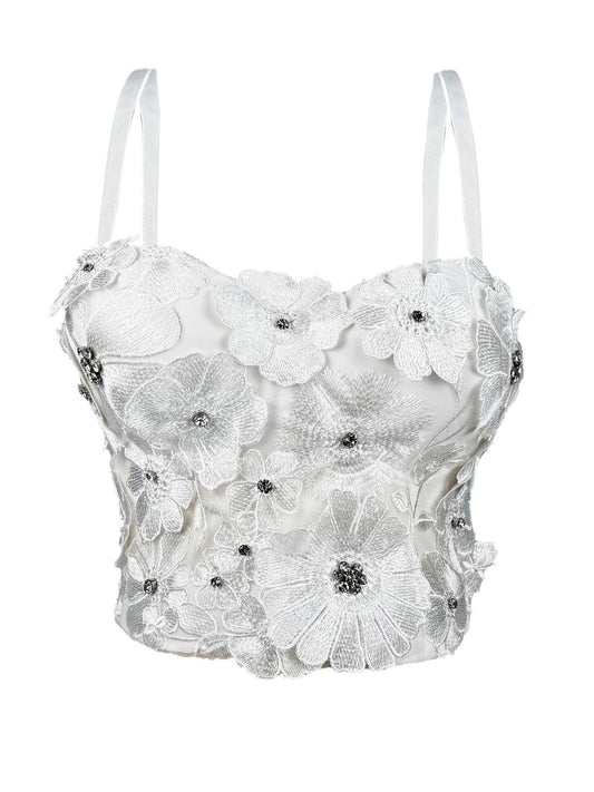 29Y Three-Dimensional Floral Diamond Tube Top with Suspender