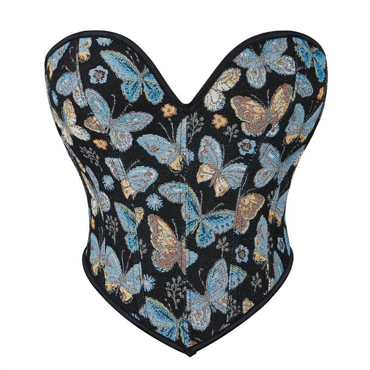 VE16Y Butterfly Print Tube Top with Push-Up Shaping Design
