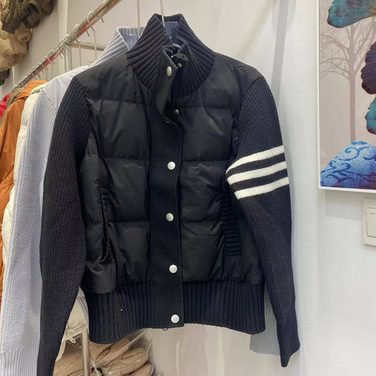 JK106 Knitted Patchwork Down Jacket - Women's Short Length