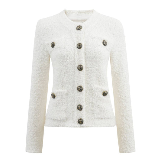 JK1001Y Chic White Knit Cardigan - Autumn/Winter Essential