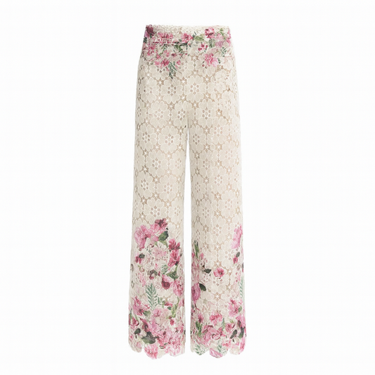 PS4 2026 Embroidered Lace Slim Fit Wide Leg Pants