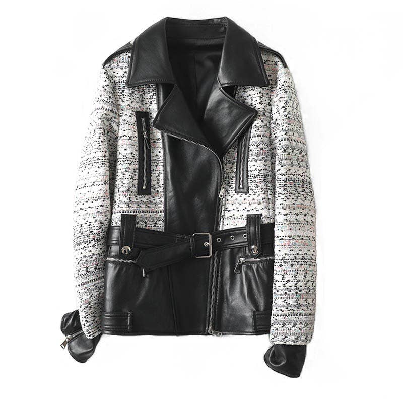 3L Handmade Sheepskin Tweed Jacket and Skirt Two-Piece Set