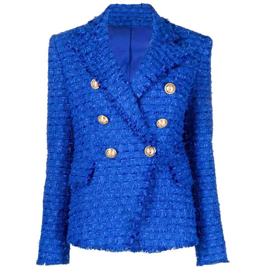 BL016 Tweed Blazer Tweed Jacket Double Breasted Blaze