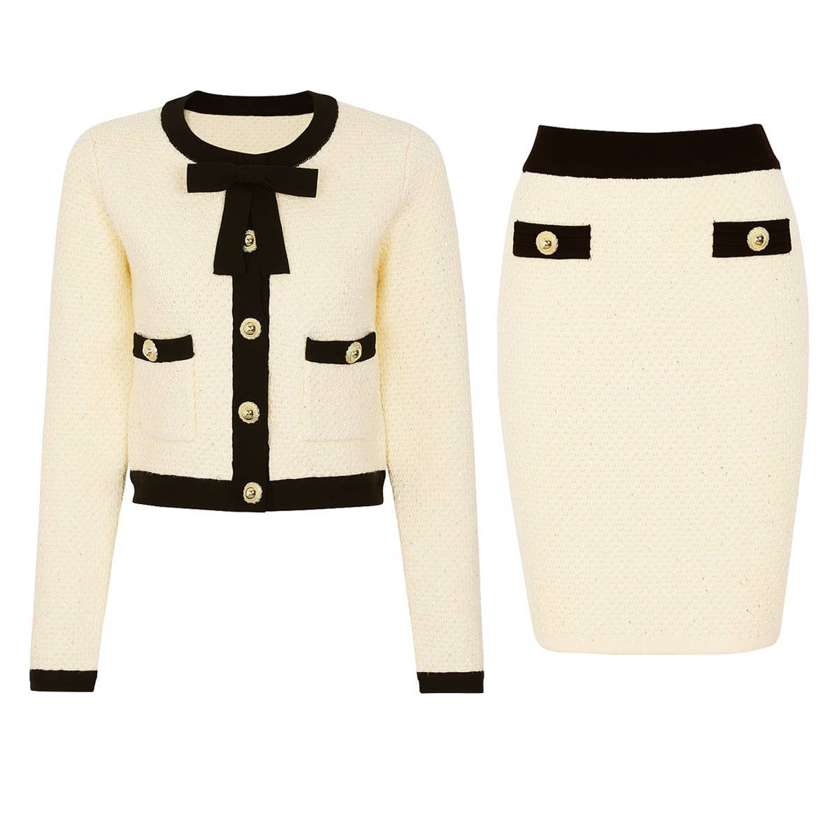 SET260Y 2025 Women¡¯s Festive Knit Cardigan and Skirt Set