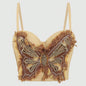 VE004 Chic Butterfly Beaded Corset-Style Tube Top