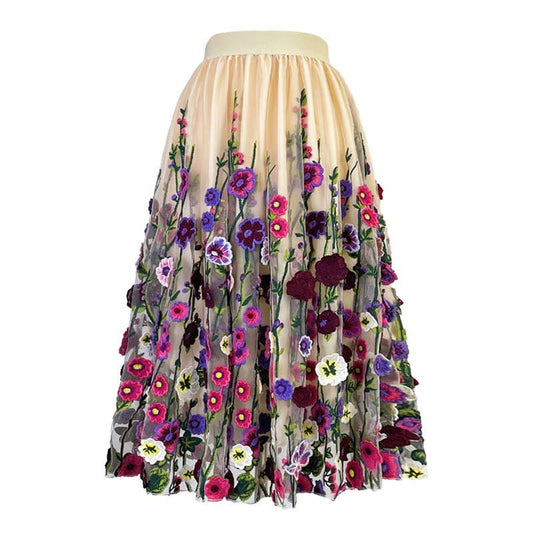 SK028Y Ethereal 3D Embroidered Fairy Skirt - Spring/Autumn