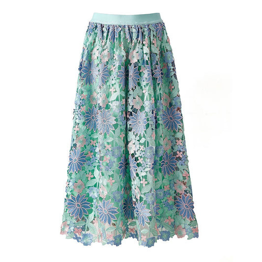 SK97Y 2026 Spring Summer Lace Cutout A Line Midi Skirt