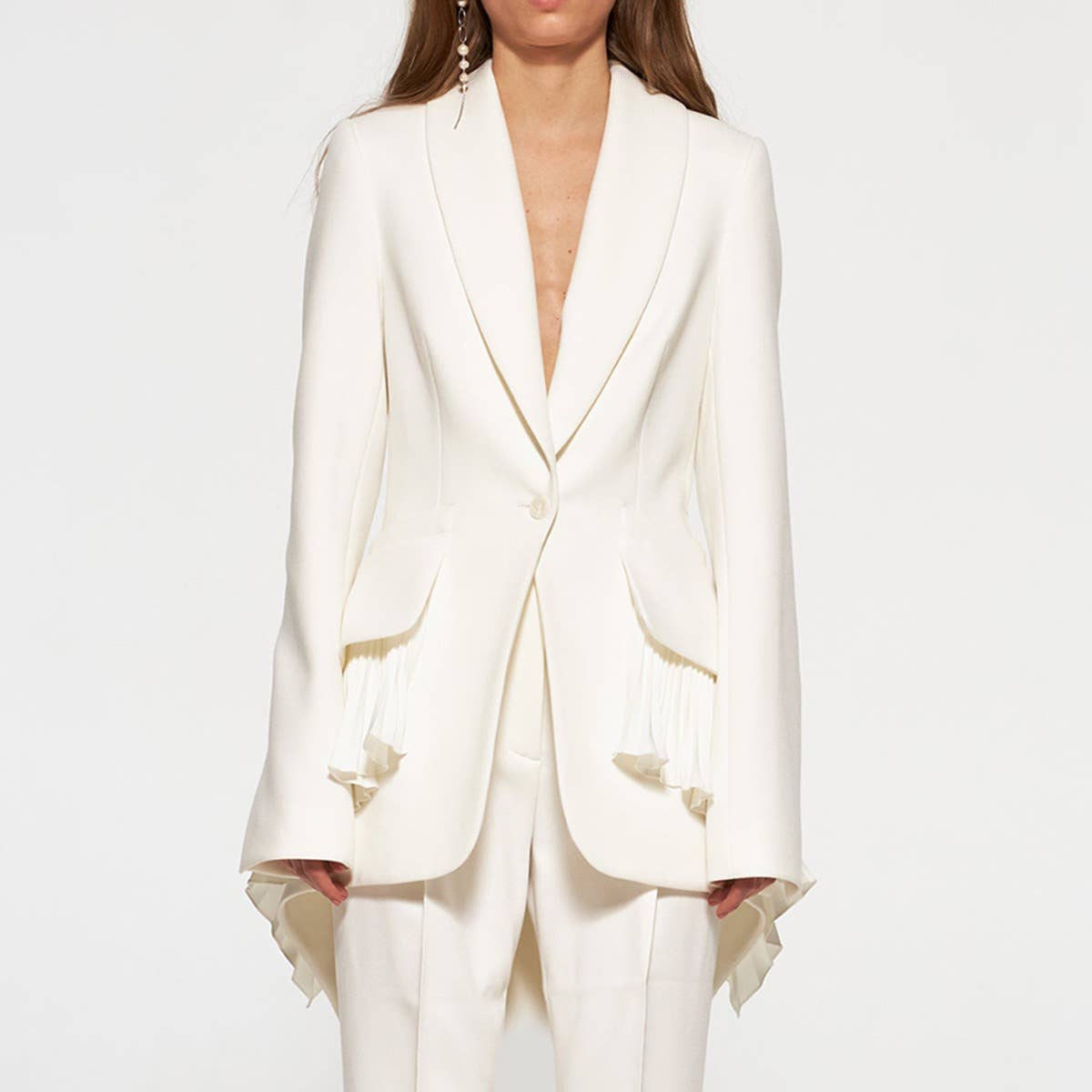 BL7-3 Elegant Pleated Hem Jacket - Spring/Autumn Chic