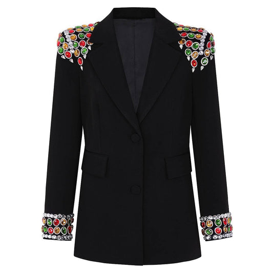 BL31Y Hand-Beaded Jewel Blazer ¨C Elegant Fall Statement