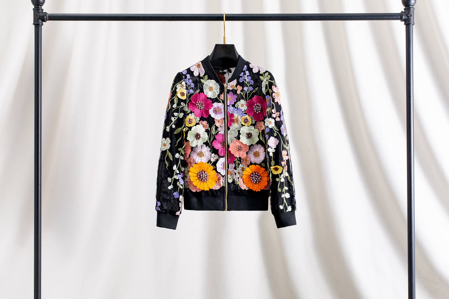 JK191Y Handmade Beaded Floral Embellished Rhinestone Jacket