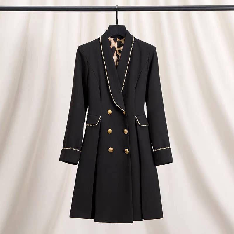 DR879YWomen¡¯s Double-Breasted Blazer Dress with Lapel Collar