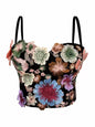 VE006Y Retro Floral Embroidered Tube Top Camisole with Bra