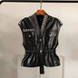 VE26L Pearl-Trimmed Lambskin Vest ¨C Sleeveless & Sculpted