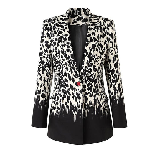 BL043L Leopard Print Blazer Gradient Print Blazer Casual