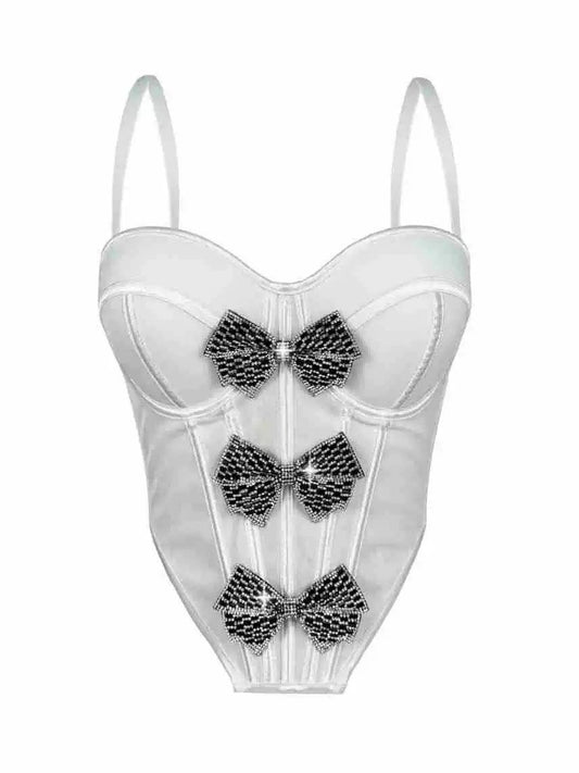 VE23Y Corset-Inspired Camisole with Glitter Bow Accents