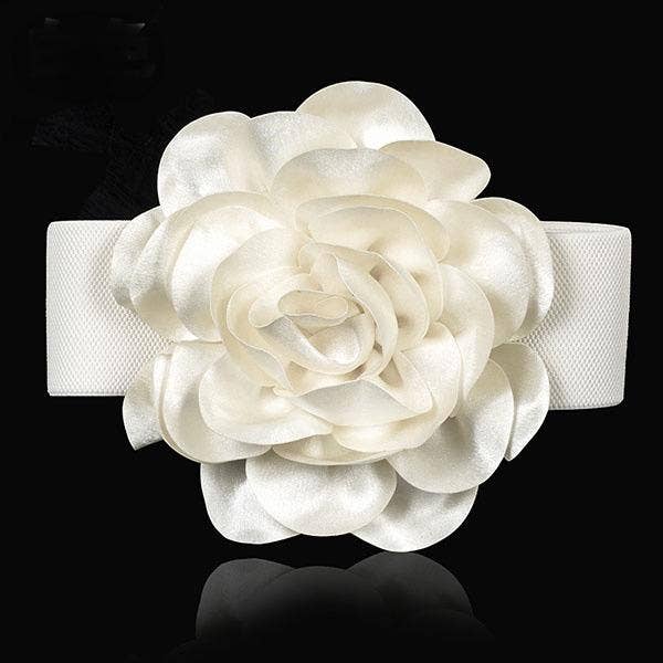 BELT-1 Elegant White Floral Dress Belt - Fashion Accessory