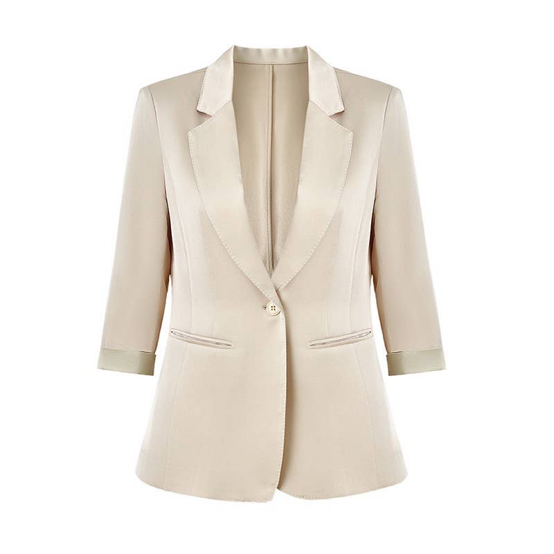 BL-8Y Elegant Slim Fit Suit Jacket - 3/4 Sleeves, One Button