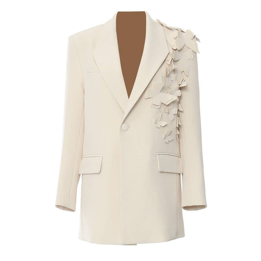 BL42 Butterfly Appliqu¨¦ Blazer with Sculpted Detail