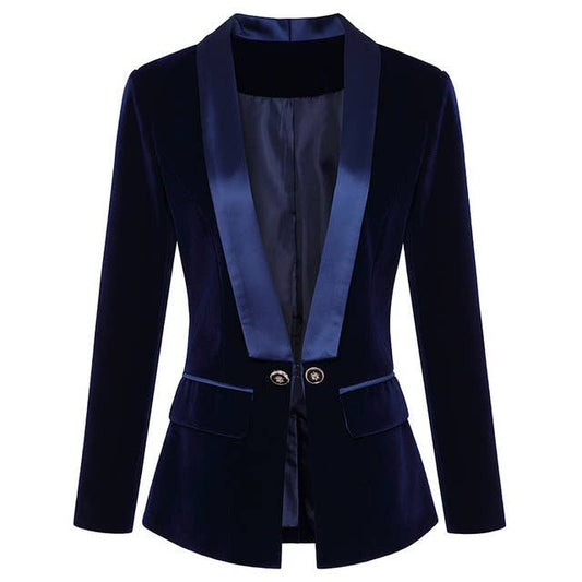 BL032 Women's Elegant Velvet Slim Fit Blazer