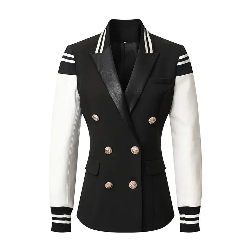 BL034 Women Blazers Women Varsity Jacket Vegan Leather Jacke