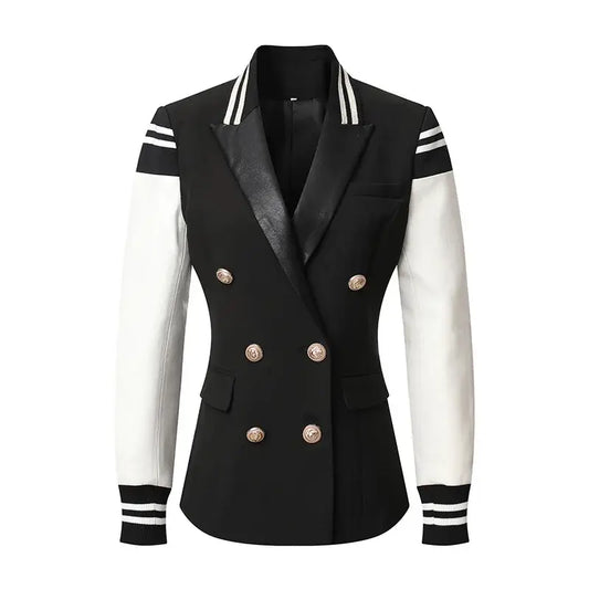 BL034 Women Blazers Women Varsity Jacket Vegan Leather Jacke