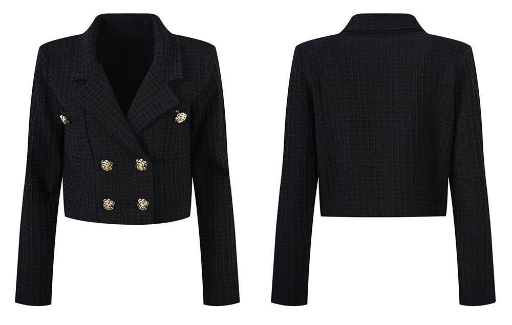 SET130 Spring Tweed Collar Top & Skirt Ensemble