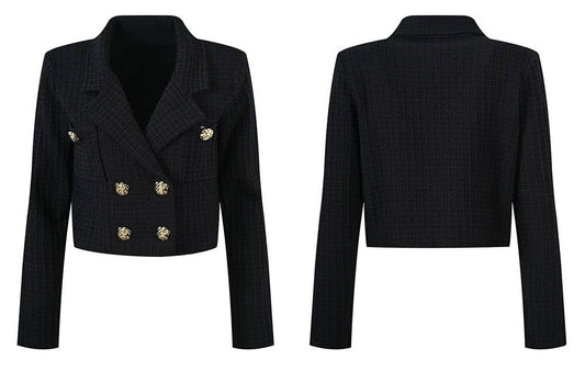 SET130 Spring Tweed Collar Top & Skirt Ensemble