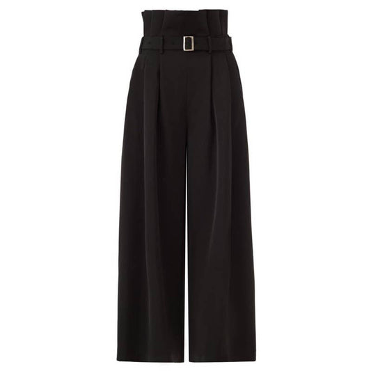 PT36 High-Waist Black Wide-Leg Pants for Slim, Flowy Style