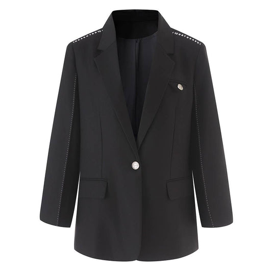 BL37Y Split-Sleeve Tailored Mid-Length Blazer for Women