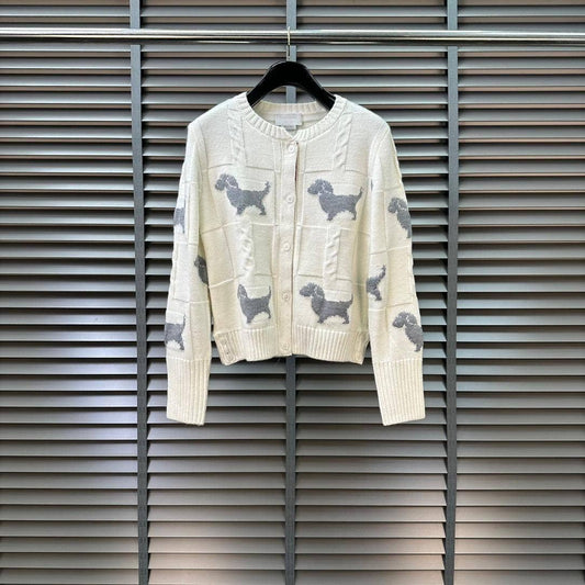 JK083Y Chic Animal Motif Woolen Cardigan for Women