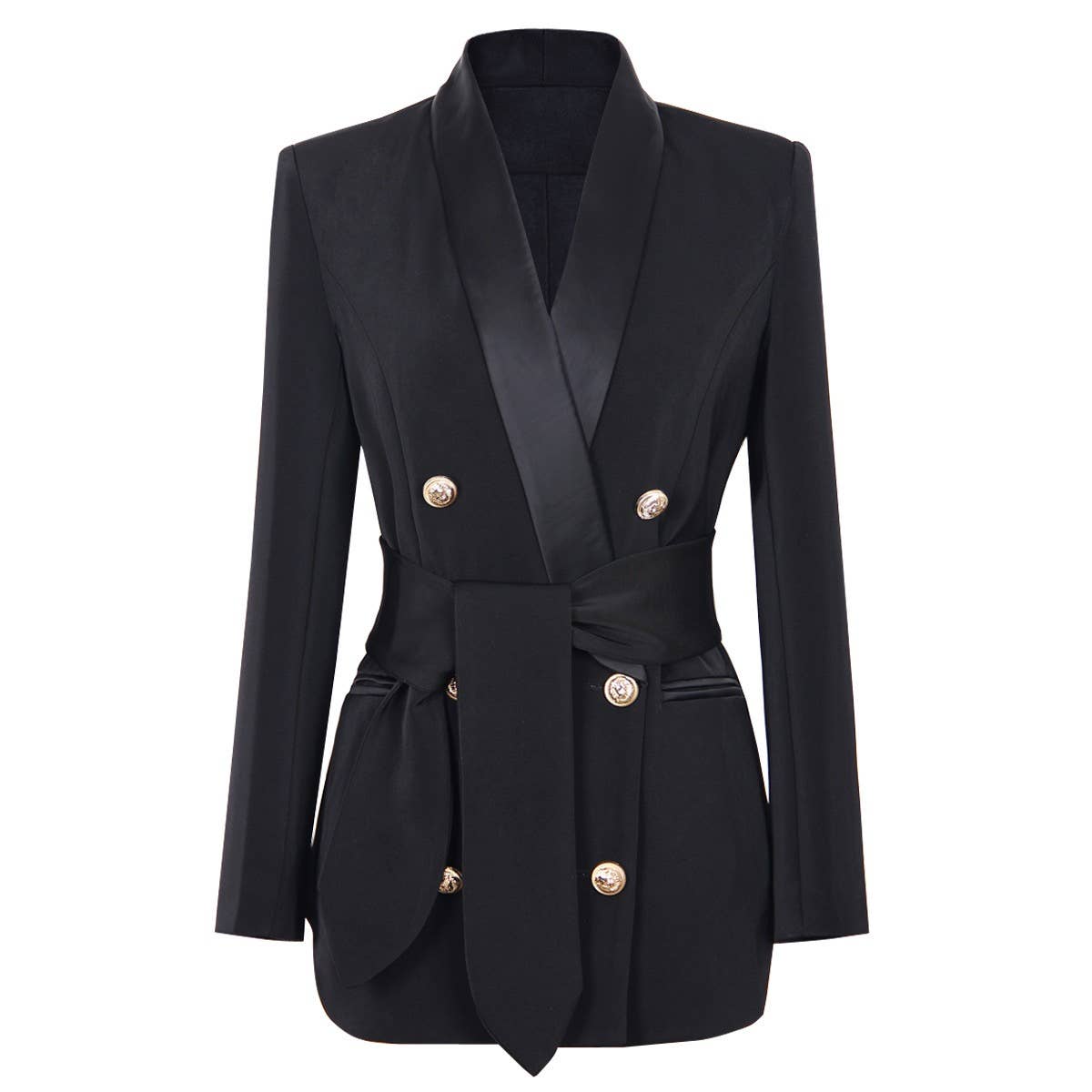 BL002L Blazer With Belt Women Slim Jackets Work Office Lady