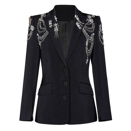 BL45Y Elegant Beaded Blazer for Women 2025 Spring Autumn