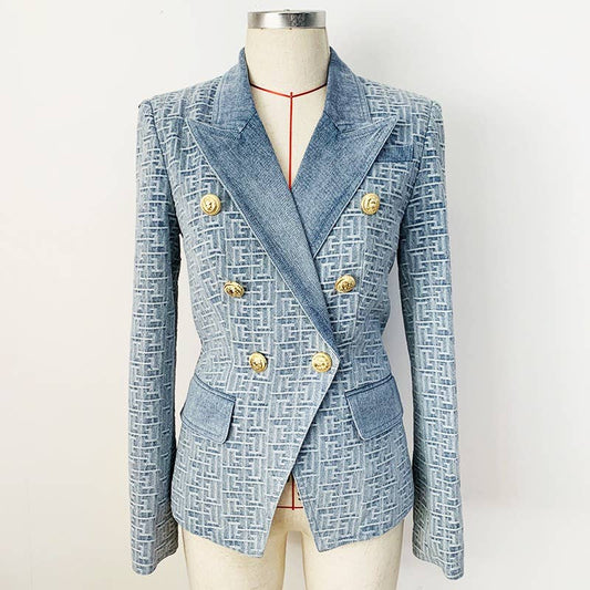 BL0188Y Rich Jacquard Denim Blazer